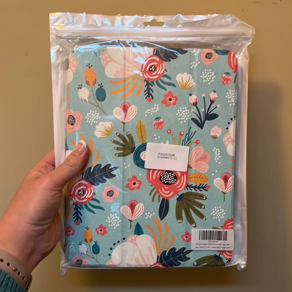 iPad Pro 11 Inch Case Flower with Pencil Holder, Floral TealProtective Cover